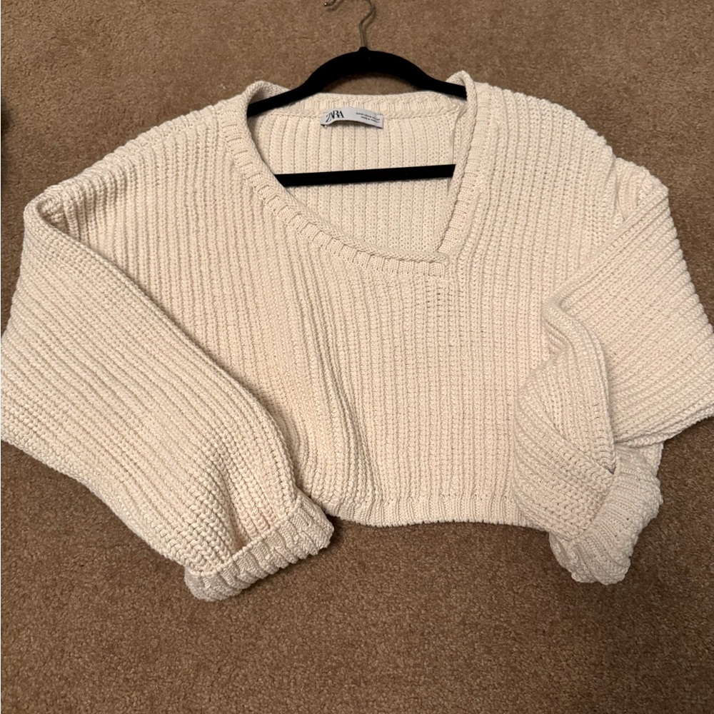 Zara Cropped Cotton Sweater